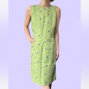 Floral Green Sleeveless Dress